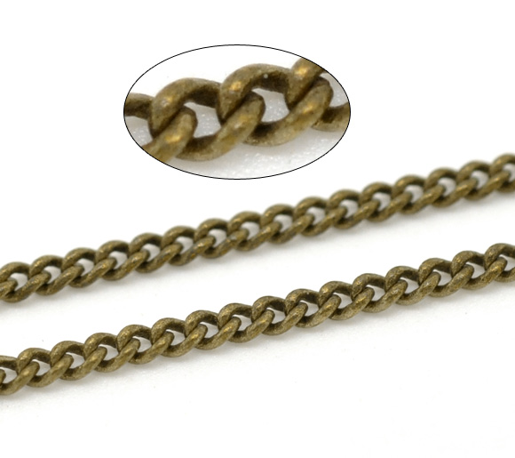 Bild von Eisen(Legierung) Geschlossen Panzerkette Kette Antik Bronze 3x2mm,5 Meter