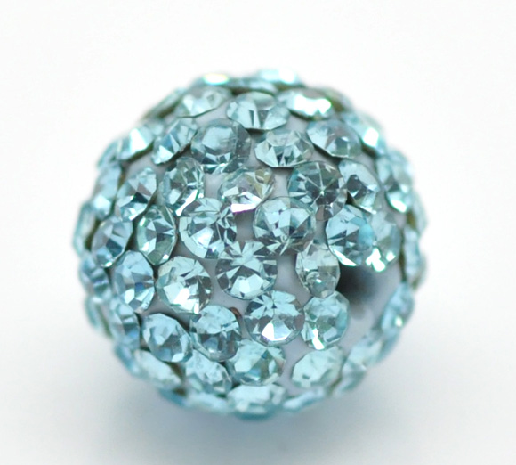 Imagen de Cuentas Arcilla del polímetro+Brillantito de Bola, Azul,Azul Rhinestone 10mm Diámetro, Aguero: acerca de 1.3mm, 2 Unidades