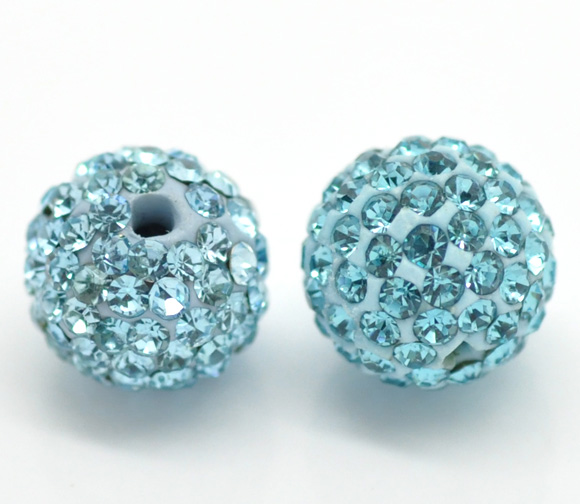 Imagen de Cuentas Arcilla del polímetro+Brillantito de Bola, Azul,Azul Rhinestone 10mm Diámetro, Aguero: acerca de 1.3mm, 2 Unidades