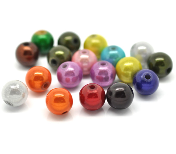 Imagen de Cuentas Chicle Plástico Ilusión Milagro Ronda,Al Azar Perla 10mm Diámetro, Agujero: acerca de 1.5mm, 100 Unidades