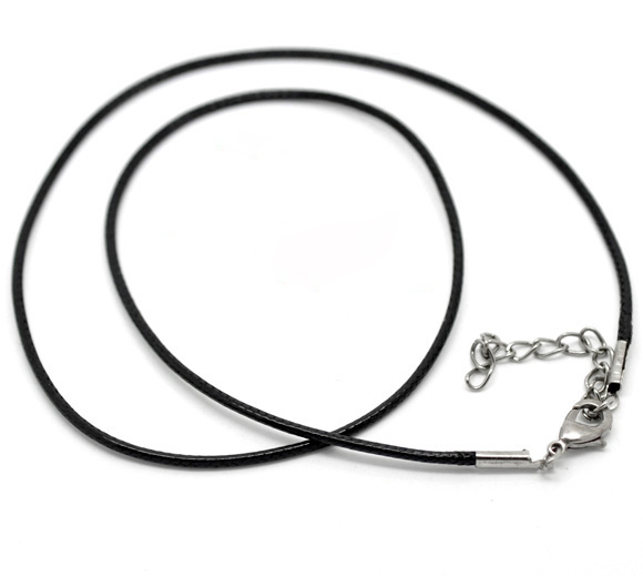 Picture of Wax Cord Necklace Black 47cm(18 4/8") long - 45cm(17 6/8") long, 200 PCs
