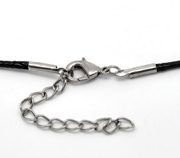 Picture of Wax Cord Necklace Black 47cm(18 4/8") long - 45cm(17 6/8") long, 200 PCs