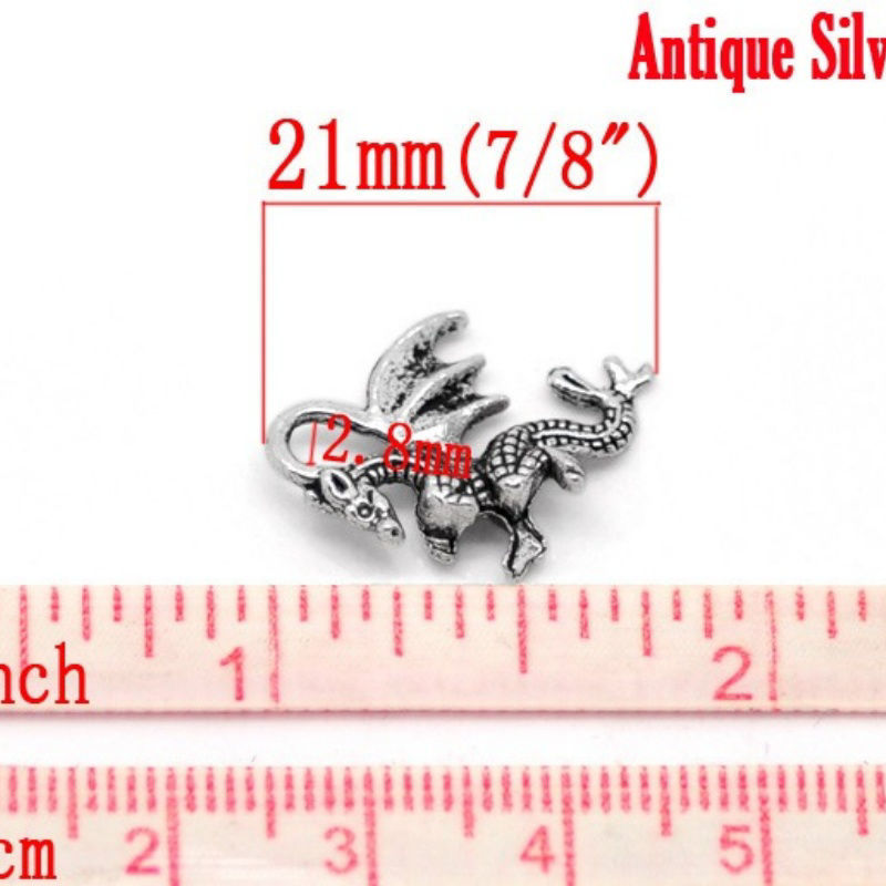 Imagen de 500 Unidades Zamak Cuento de hadas Colgantes Plata Antigua Pterosaurio 21mm x 14mm