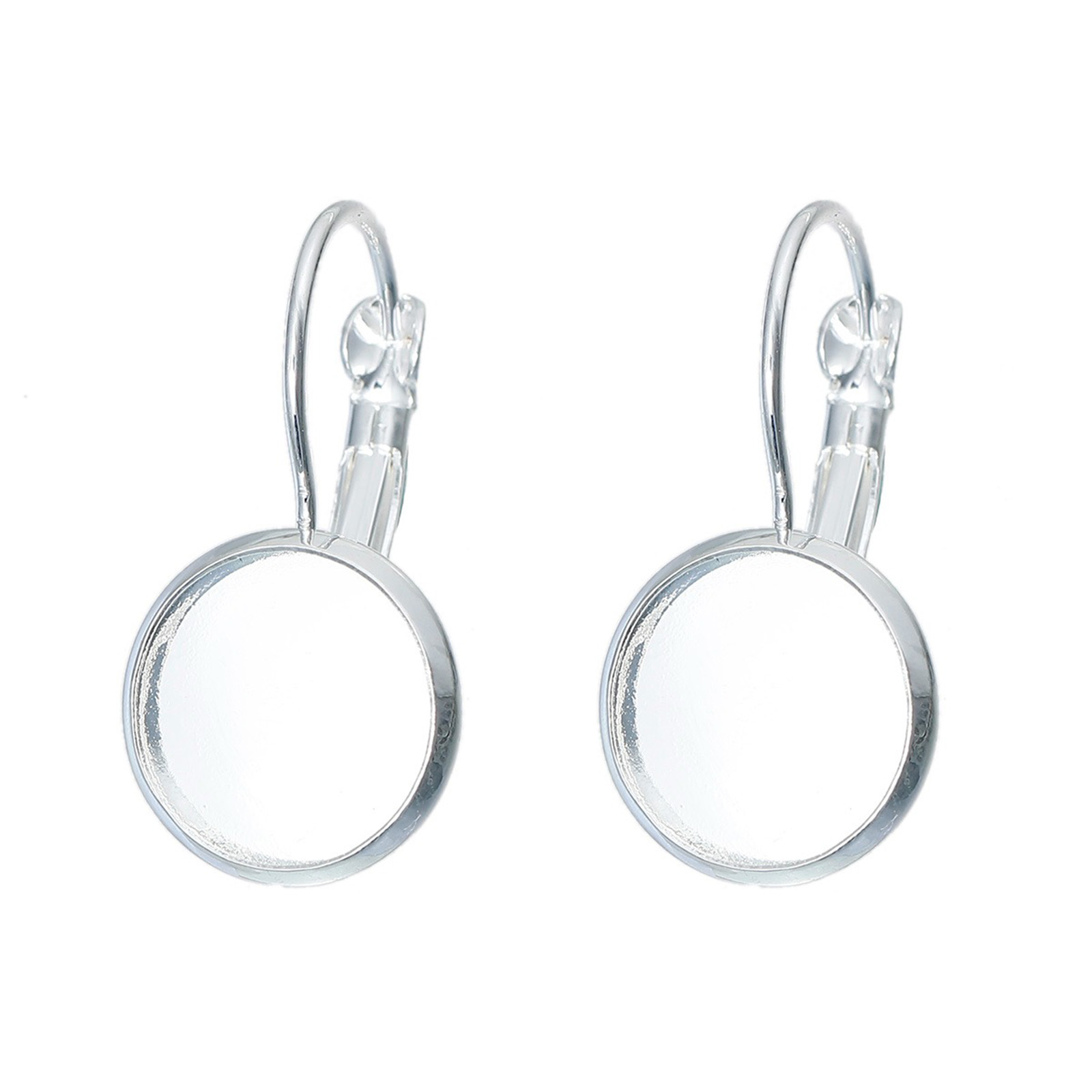 Imagen de 30 Unidades Latón Soporta a Cabachones Clip de oreja Ronda Argentado (Apta 12mm) 22mm x 14mm
