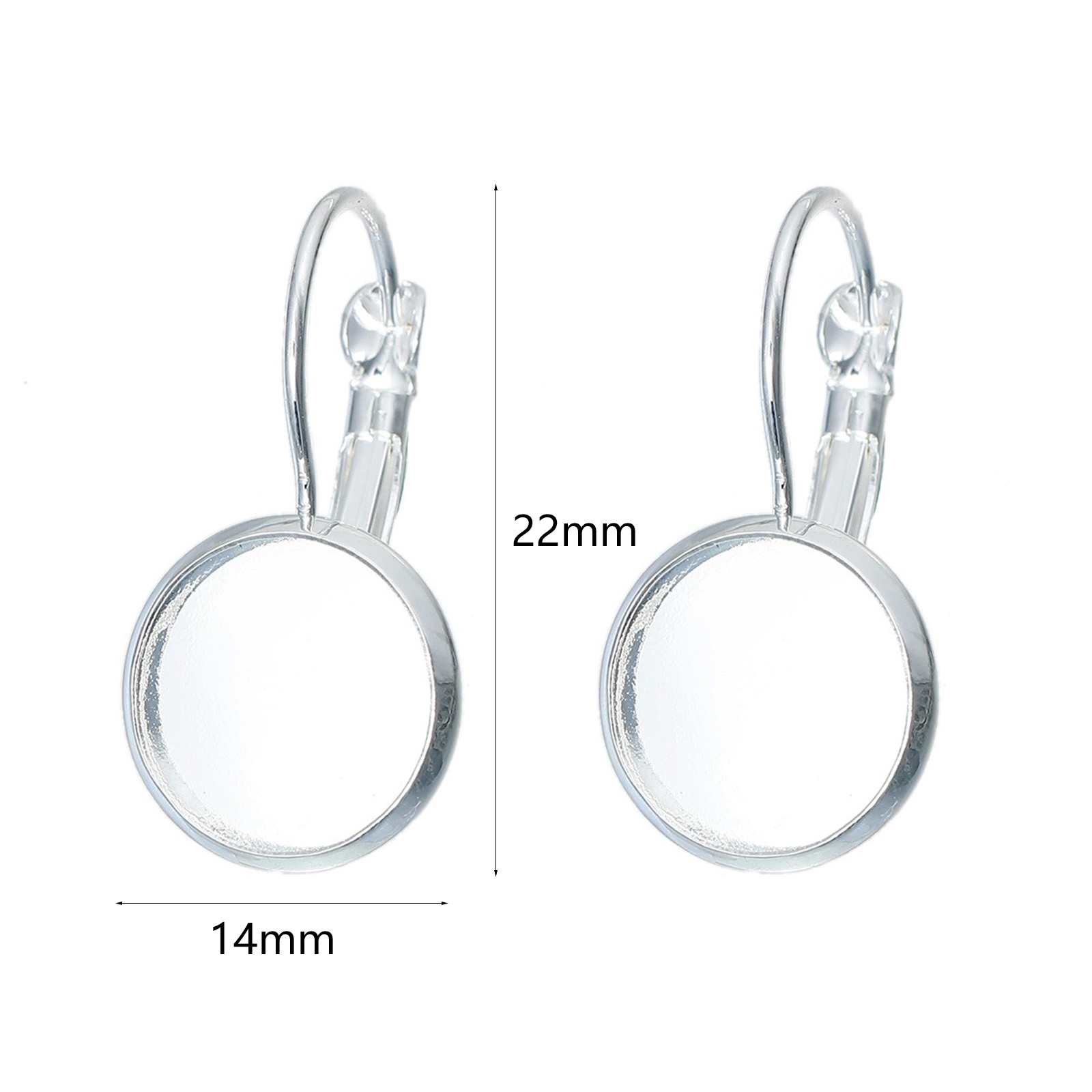 Imagen de 30 Unidades Latón Soporta a Cabachones Clip de oreja Ronda Argentado (Apta 12mm) 22mm x 14mm