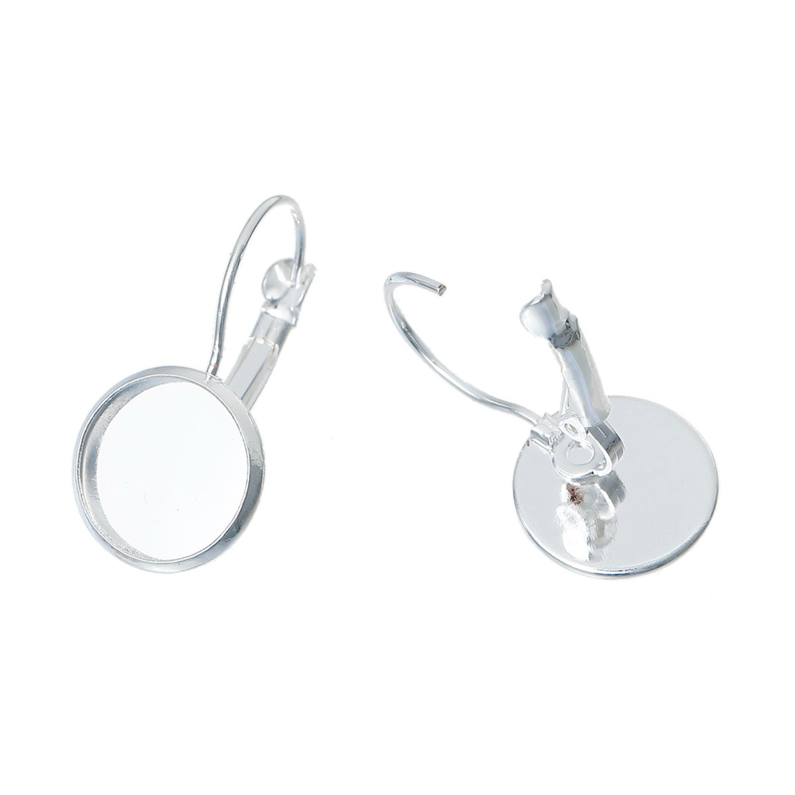 Imagen de 30 Unidades Latón Soporta a Cabachones Clip de oreja Ronda Argentado (Apta 12mm) 22mm x 14mm