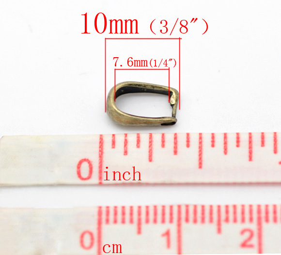 Bild von Messing Collierschlaufe Anhängerschlauf​e Hufeisen Bronzefarbe 10mm x 6mm 30 Stück
