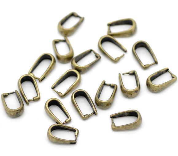 Bild von Messing Collierschlaufe Anhängerschlauf​e Hufeisen Bronzefarbe 10mm x 6mm 30 Stück