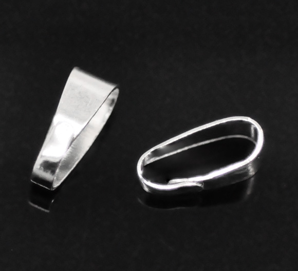 Picture of Zinc Based Alloy Pendant Pinch Bails Clasps Silver Plated 11mm x 4mm, 300 PCs