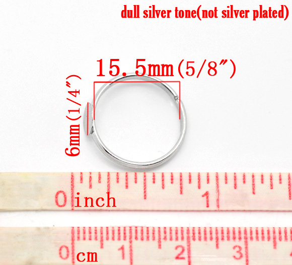 Imagen de Base Anillos Soporta a cabachones Ajustable Latón de Ronda Tono de Plata (Apta 6mm Dia) 15.5mm (US Size 4.75) 30 Unidades