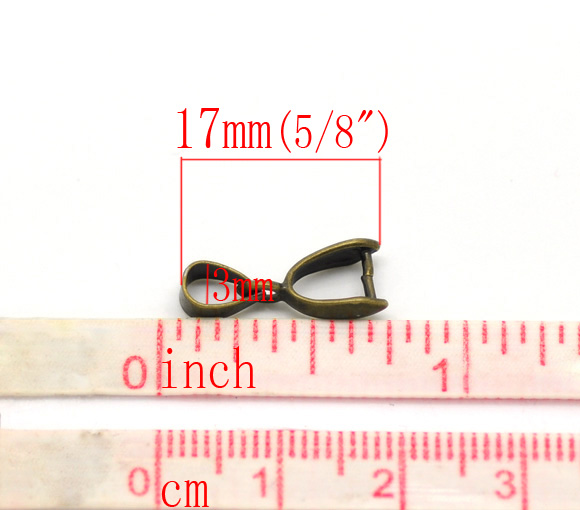 Picture of Zinc Based Alloy Pendant Pinch Bails Clasps Antique Bronze 17mm x 7mm, 25 PCs
