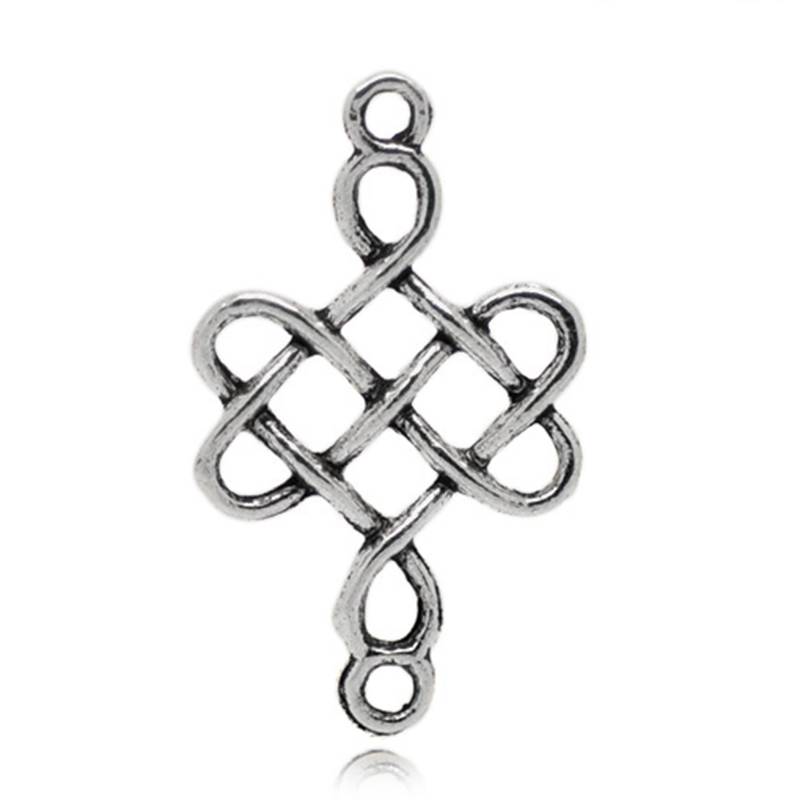 Picture of Zinc Based Alloy Connectors Findings Celtic Knot Antique Silver Color 31mm x 18mm, 50 PCs