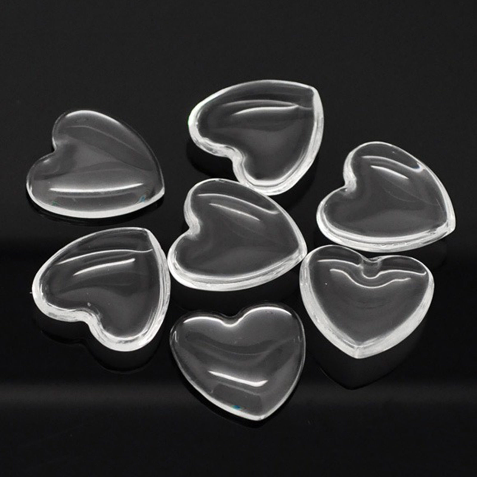 Imagen de 100 PCs Glass Dome Seals Cabochon Heart Flatback Transparent Clear 25mm x 25mm
