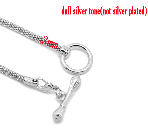 Picture of Iron Based Alloy European Style Lantern Chain Charm Bracelets Silver Tone W/ Toggle Clasp 19cm long, 4 PCs