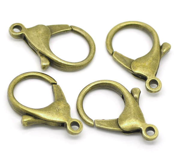 Picture of Zinc Based Alloy Lobster Clasps Antique Bronze 35mm x 25mm, 10 PCs
