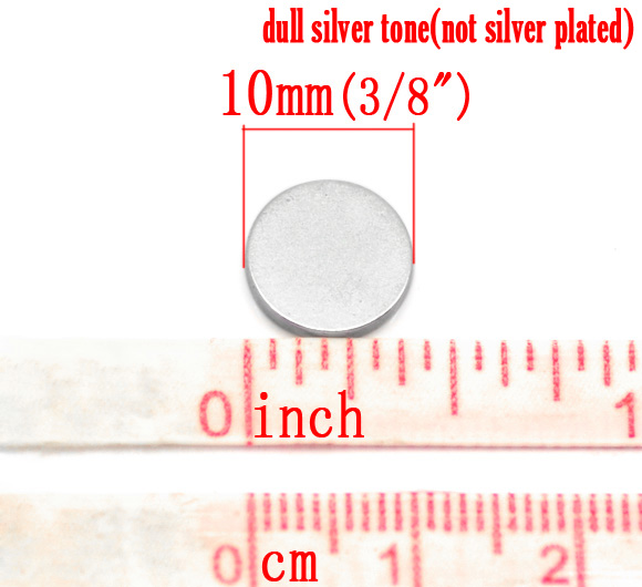 Picture of Silver Tone Super Strong Neodymium Disc Magnets 10mm(3/8"),sold per packet of 10