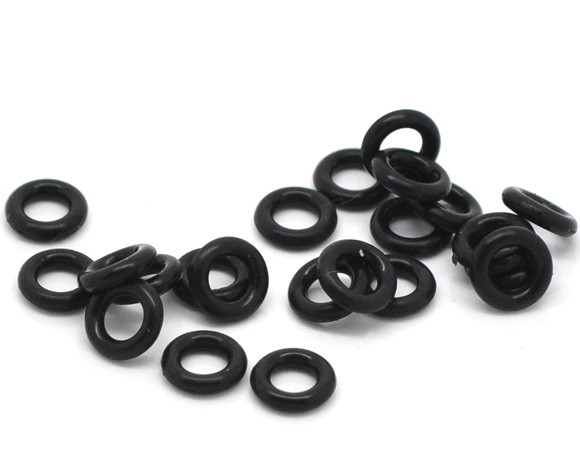 Picture of Rubber Stopper Rings For European Style Bracelets Round Black About 8mm Dia, Hole: Approx 4mm, 500 PCs