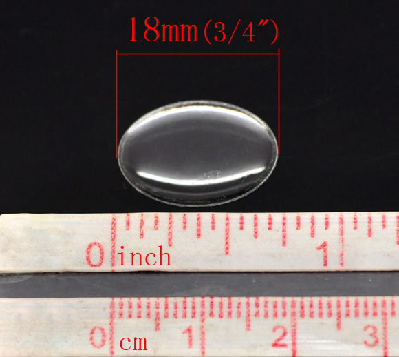 Bild von Klar Oval Harz Selbstklebend Cabochon Glaskuppel Glasstein 18x13mm. Verkauft eine Packung mit 132
