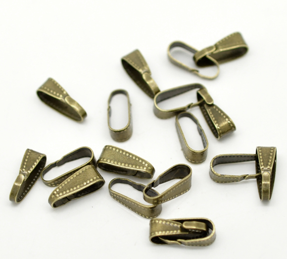 Picture of Iron Based Alloy Pendant Pinch Bails Clasps Antique Bronze 11mm x 4mm, 300 PCs