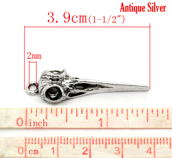 Immagine di Lega di Zinco 3D Charm Ciondoli Uccello Argento Antico Nulla Disegno 3.9cm x 11mm, 20 Pz