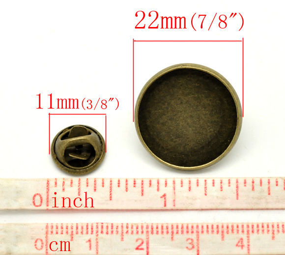 Image de Broche Epingle Cravate Support à Cabochon 20mm en Alliage de Zinc Rond Bronze Antique 22mm x 10mm 11mm x6mm, 20 Kits