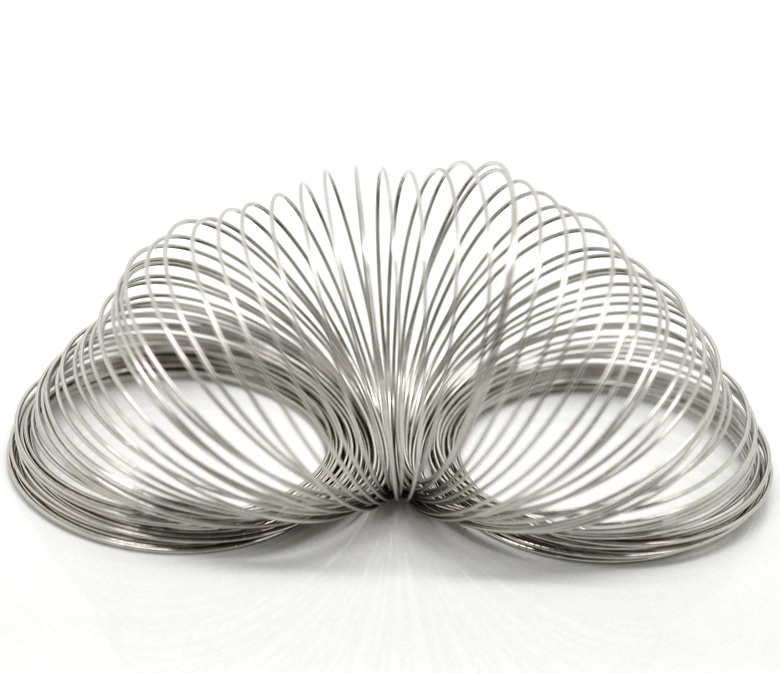 Picture of Steel Wire Beading Wire Bracelets Components Silver Tone 0.8mm, 5.5cm-6cm Dia, 30 Loops