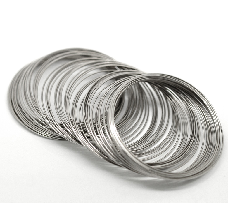 Picture of Silver Tone Memory Beading Wire for Bracelet 60mm-65mm Dia. sold per packet of 200 loops