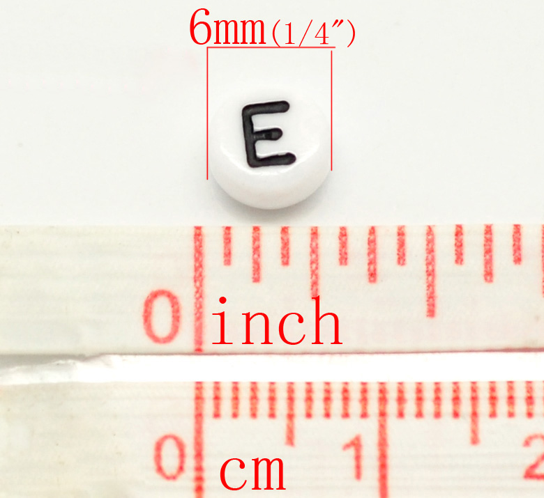 Imagen de Al Azar Cuentas Acrílico de Plano Redondo,Blanco,Letra 7mm Diámetro, Agujero: acerca de 1mm, 1000 Unidades