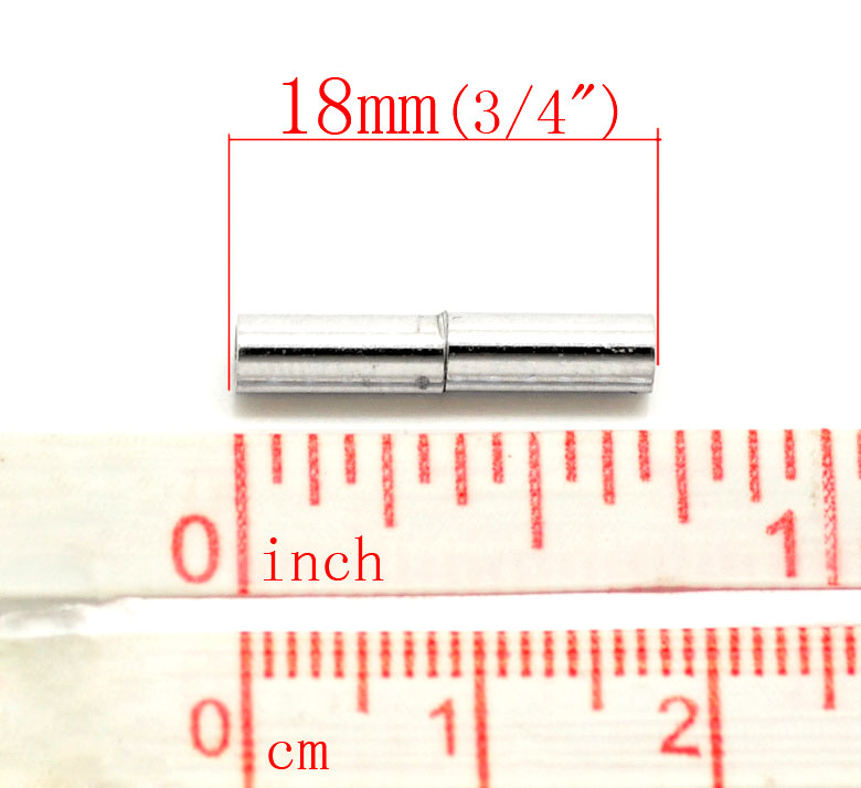 Изображение Магнитные Застежки для Ожерелья Круглые Серебряный Тон Цвет Покрытия, 18мм x 3мм, 20 Комплектов
