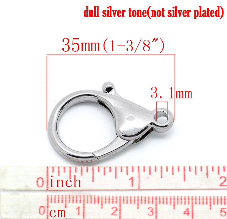Picture of Zinc Based Alloy Lobster Clasps Silver Tone 35mm x 25mm, 10 PCs