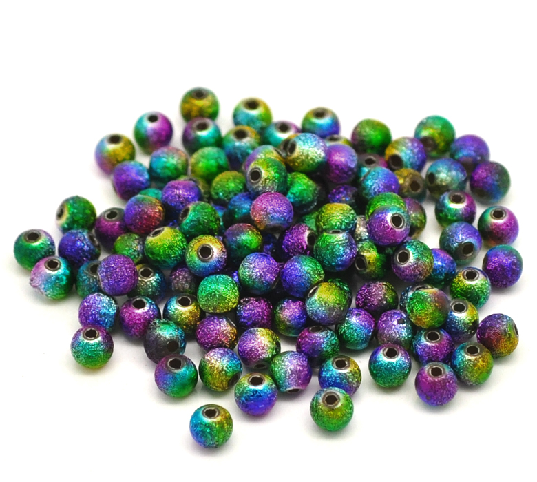 Picture of Acrylic Sparkledust Bubblegum Beads Ball Multicolor About 6mm Dia, Hole: Approx 1.2mm, 500 PCs