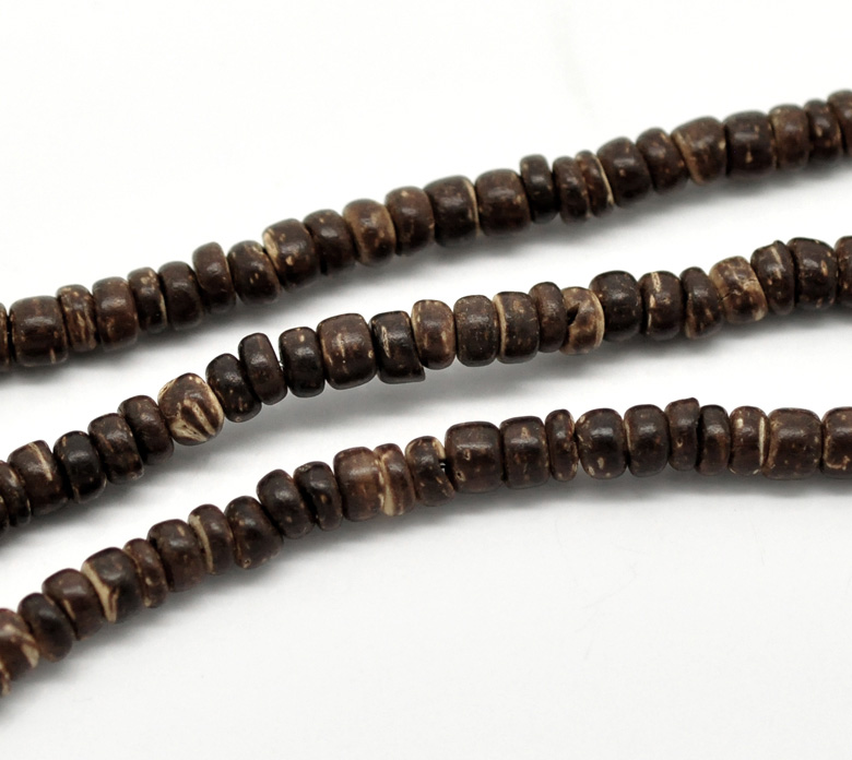 Picture of 4 Strands Natural Coconut Wood Column Loose Beads 5mm Dia. 40cm long