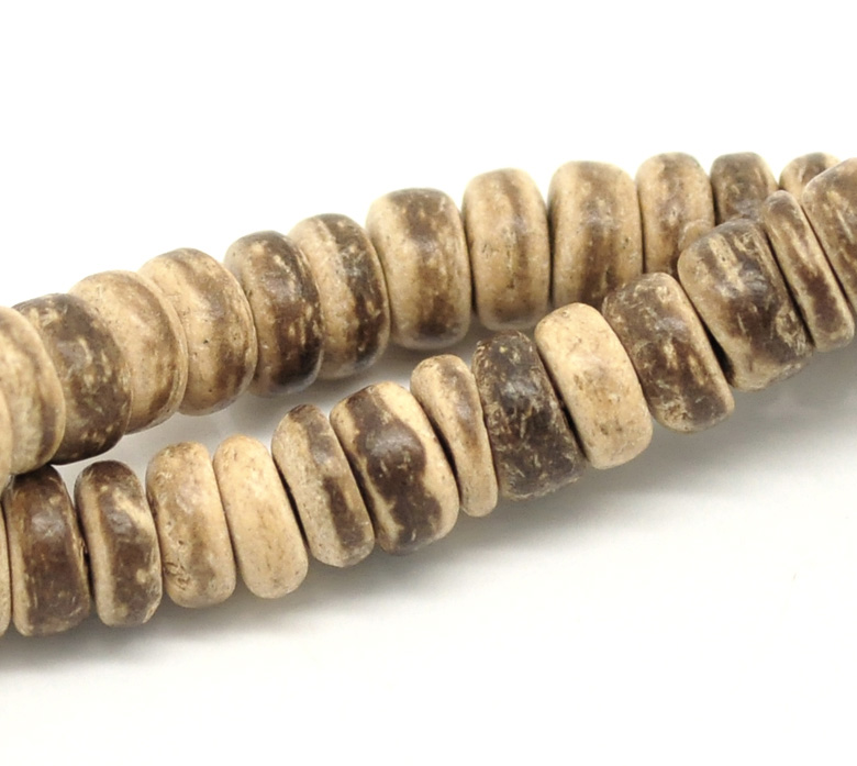 Picture of 4 Strands Natural Coconut Wood Rondelle Loose Beads 8mm Dia. 40cm long