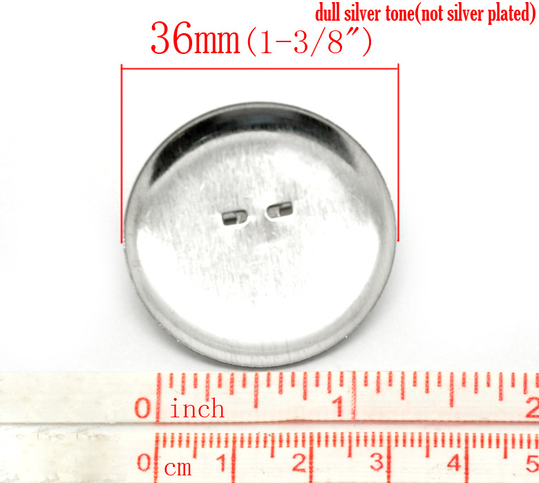Picture of Iron Based Alloy Pin Brooches Findings Round Silver Tone Cabochon Settings (Fits 35mm Dia.) 3.6cm(1 3/8") Dia., 30 PCs