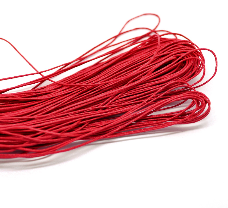 Picture of Cotton 80M(3149-5/8") Red Waxed Cotton Cord 1mm for Bracelet/ Necklace
