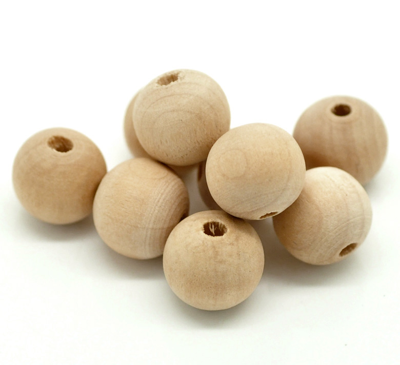 Picture of 100PCs Natural Ball Wood Spacer Beads 14x13mm