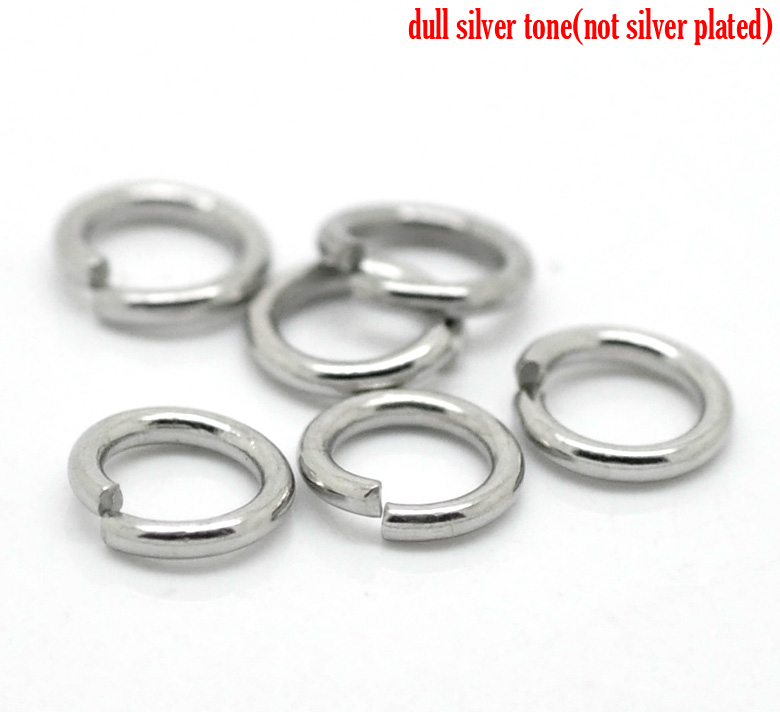Picture of 500 PCs 7mm Dia., 1.2mm(17 gauge) 304 Stainless Steel Open Jump Rings Findings For Jewelry Making Silver Tone Round