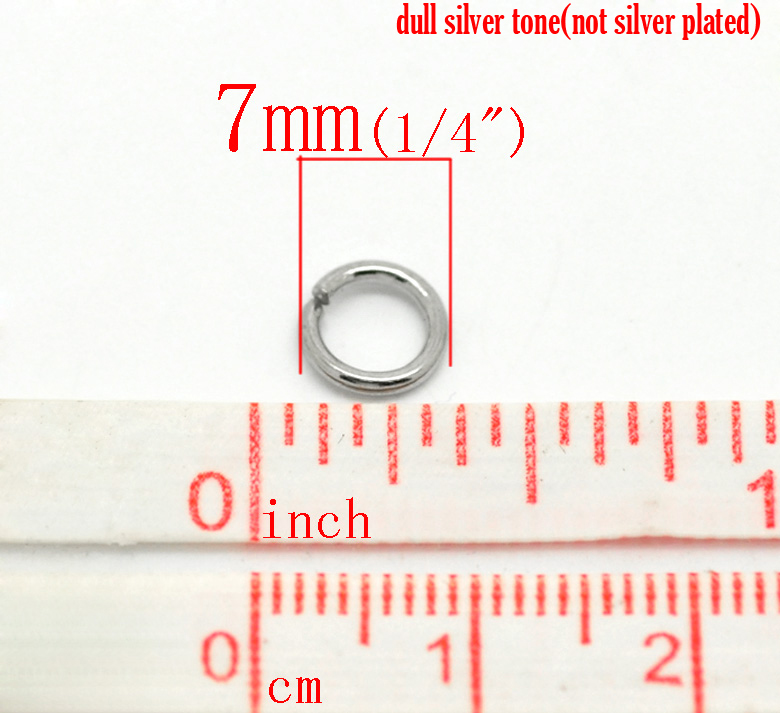 Picture of 500 PCs 7mm Dia., 1.2mm(17 gauge) 304 Stainless Steel Open Jump Rings Findings For Jewelry Making Silver Tone Round