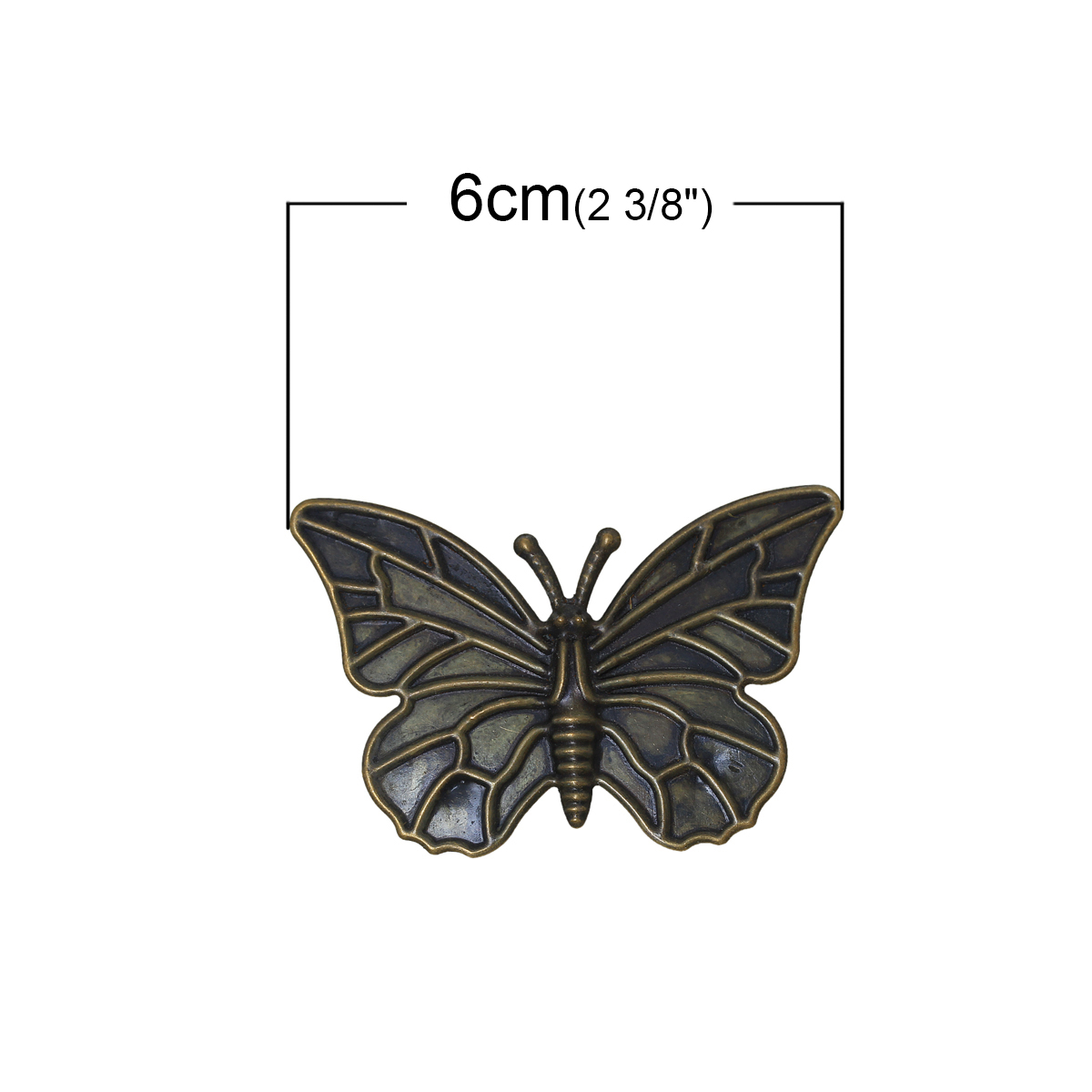 Picture of 30PCs Antique Bronze Filigree Butterfly Embellishments Findings 6x4cm(2-3/8"x1-5/8")