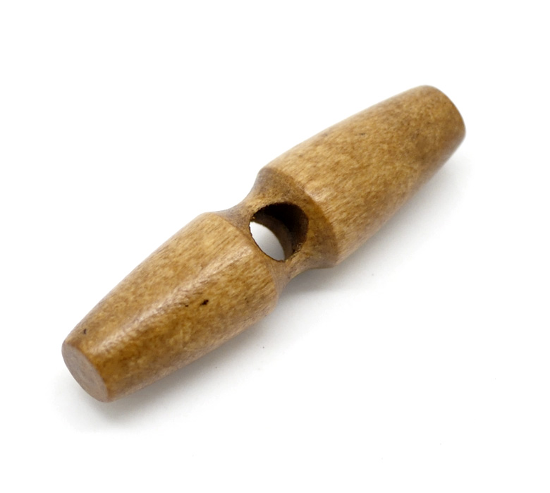 Image de Bouton Toggle de Couture en Bois Naturel 1 Trou Bicône Café 50mm x 13mm, 20 PCs