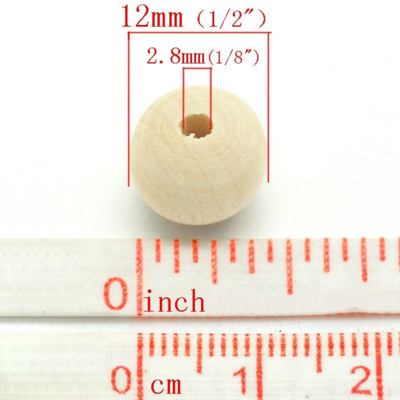 Изображение Деревянные Бусины Круглые, Естественный цвет 12мм x 12мм, 2.8мм, 2000 ШТ