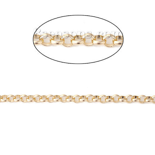 Bild von Aluminium Spaltring Erbskette Kette Hellgold 6mm, 3 Meter