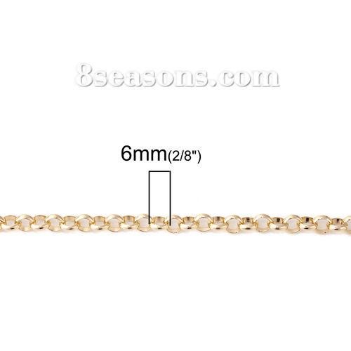 Bild von Aluminium Spaltring Erbskette Kette Hellgold 6mm, 3 Meter