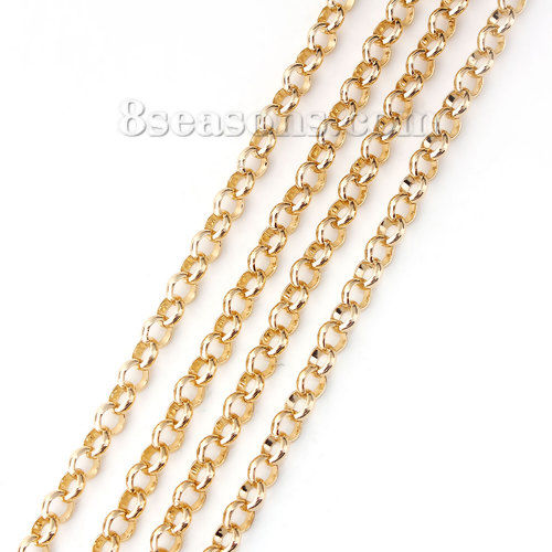 Bild von Aluminium Spaltring Erbskette Kette Hellgold 6mm, 3 Meter