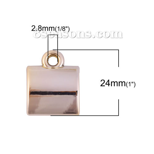 Imagen de Fianza bufanda Acrílico de Cilíndrico , Oro Color de Rosa Claro 24mm x 19mm, 20 Unidades