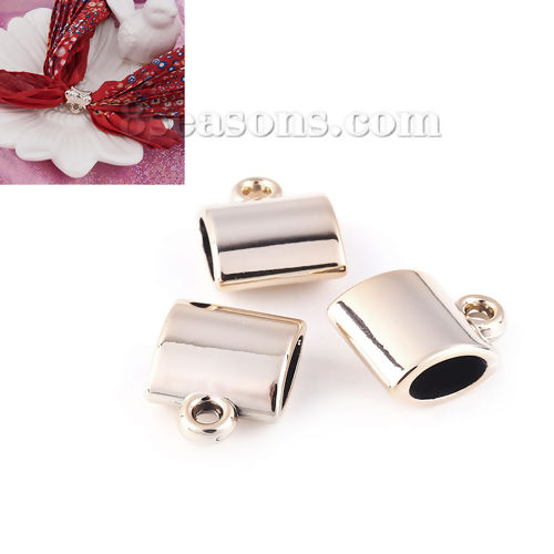 Imagen de Fianza bufanda Acrílico de Cilíndrico , Oro Color de Rosa Claro 24mm x 19mm, 20 Unidades