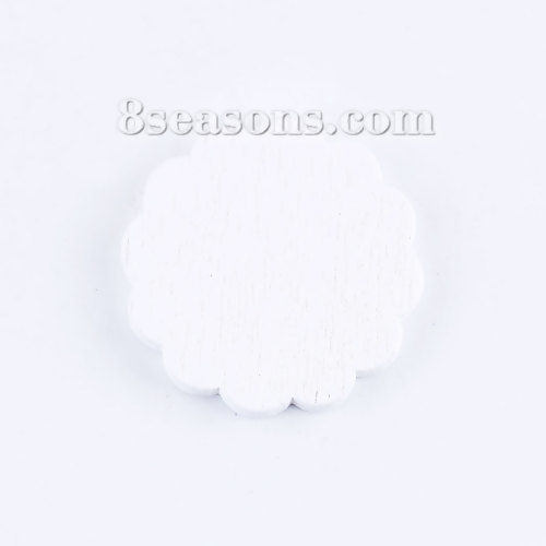 Picture of Three-ply Board Embellishments Scrapbooking Biscuit Flower White 21mm( 7/8") x 21mm( 7/8"), 100 PCs