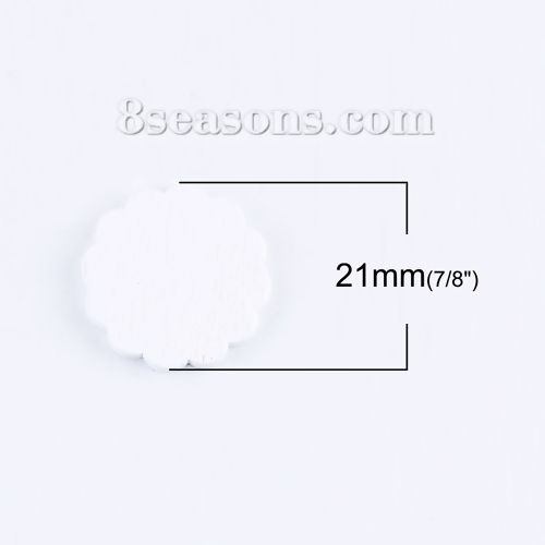 Picture of Three-ply Board Embellishments Scrapbooking Biscuit Flower White 21mm( 7/8") x 21mm( 7/8"), 100 PCs