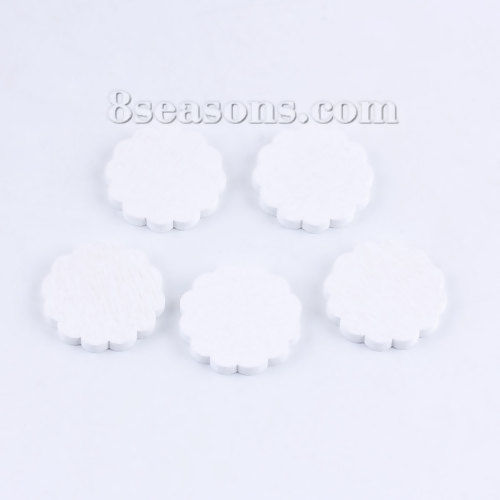 Picture of Three-ply Board Embellishments Scrapbooking Biscuit Flower White 21mm( 7/8") x 21mm( 7/8"), 100 PCs