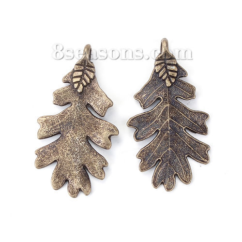 Imagen de Zamak Colgantes Hoja Tono Bronce 48mm x 26mm, 20 Unidades